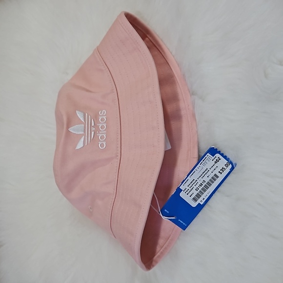 NEW WITH TAGS ADIDAS PINK AND WHITE TREFOIL BUCKET HAT  - Picture 2 of 2